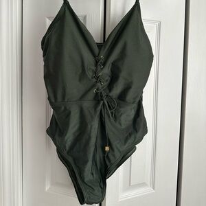 ASOS Dark Green One Piece Swimsuit, size: 12